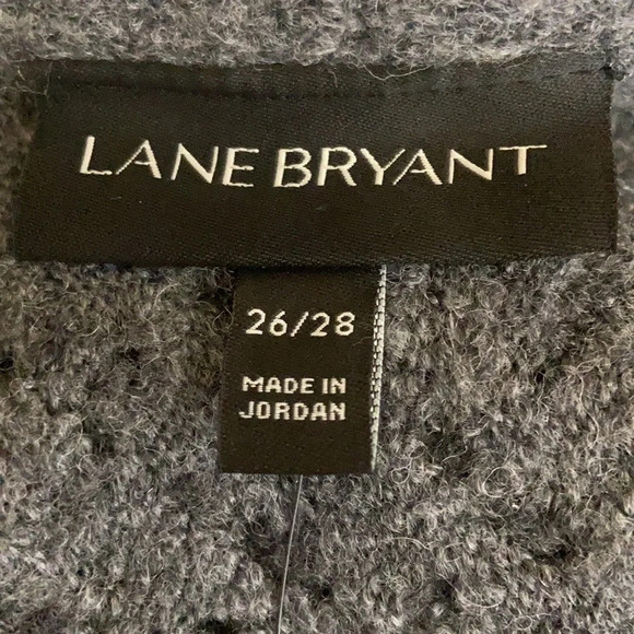 Lane Bryant Wool Blend Bell Sleeve Pointelle Knit Boatneck Sweater in Gray - Picture 4 of 8